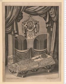 Sarg der Herzogin Magdalena Sophia von Sachsen (gest. 1675), mit Inschriften. Christoph Spetner inv. et delin. Christian Romstet sculpsit.