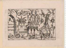 (2) 5 Blatt einer Folge: Friese: Wagenmotive aus Rollwerk mit Figuren, eine Art grottesken Triumphzuges, 1 Blatt bez: C-B 1550.