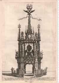 Veduta del Catafalco fatta in morta della Ser.ma Isabella Clara ... Duchessa di Mantoa Monserato & eretto nella ducal chessa di s. Barbara ... Architettura di fran.co Geffels ... 1685.