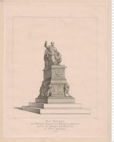 Dem Andenken des Königes Maximilian Joseph von Bayern durch die Bürger von München in Liebe gewidmet. (bez:) Gedr. bei Zach gez. v. A. Straehuber. (Standbild von Christian Daniel Rauch, München 1824)