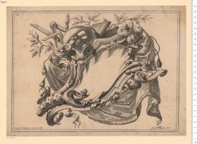 1 Blatt Nr. IV aus: Libro Primo Di Cartelle ... Inventate E Disegnate Da Gaetano Ottanni Bolognese Pittore E Musico ... 1766 Dion: Valesi inc: