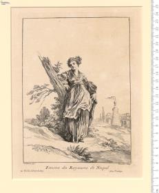 Wandmalereien aus dem "Cabinet du Roi" im Schloß de la Muette, bez: A. Watteau pinx. Bouché[r] Sculp.