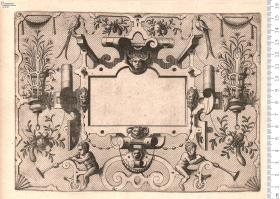 Folge: Füllungen mit Rollwerkkartuschen, Band- und Beschlagwerk. 16 Blatt: A-Q. Blatt G bez: H. Cock excu., Blatt L u. M. mit dessen Sinnsprüchen.
