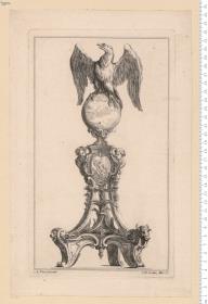 1 Blatt Kirchenpult; oben ein Adler auf Weltkugel