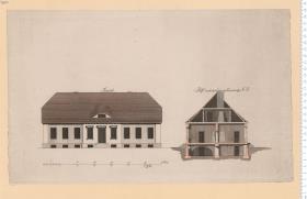 Normal-Zeichnung zu einem Amts-Wohnhause in Neuostpreußen. 1800. gestochen von S: Halle.