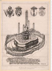 Abbildung der Fontaine Welche Anno 1687 ... Auff den Neuen-Bau zu Nürnberg ist auffgerichtet worden. J. G. Eraßmus. fecit.