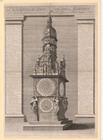 Description de L'horologe que Messieurs Les Comtes de Lyon ont fait faire dans L'Eglise de St. Jean lannée 1660. Cordie deleneavit J. J. Thourneyser Sculpsit 1677 (an der Uhr Schild mit Aufschrift:) Opera Et Stvdio Gvillelmi Novrrison Lvgdvni.
