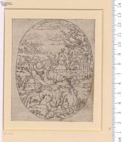 (9) 2 Blatt Jagdszenen (hochoval)