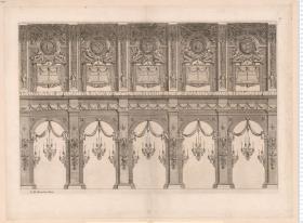 3 Bl. Trauerschmuck einer Kirche für Anna von Oesterreich (gest. 1666). E: Ab: Benedictus Jnuen. Davon 1 Bl. mit Inschrift: Anna Avstriaca Philippi. III. Hispaniarum Regis Filia.