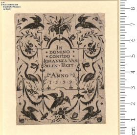 1 Blatt Schwarzornament: Liniengerüst mit Gehängen und Ranken