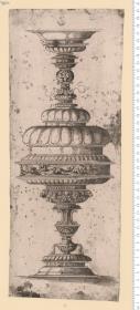 (3) 1 Blatt eisenradierter Doppelpokal