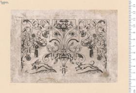 3 Blatt einer Folge mit Randornament aus Schweifwerk mit Blumenbüscheln