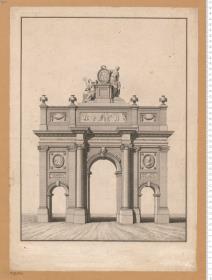 Arcus Oenipontani Facies ... ob Fatum Imperatoris Fancisci ... e vivis erepti, jussu M. Theresiae ... in perenne luctus monumentum versa. (oben bez:) C. Schütz. zehende [Eilffte] bllate 1777.