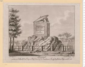 Monument, welches von ... dem König von Preußen, denen bey^B4 der Einnahme von Frankfurth gebliebenen Hessen errichtet wird. H. C. Jussow del: I. L. I. F. Schüler sc. 1793
