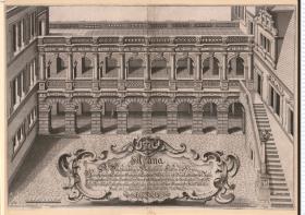 Altana Des ... Johann Casimirs Hertzogen zu Sachßen ... in Fürstlicher Ehrenburgk Coburgk durch seiner Fürstlichen Gnaden bestelten Bawmeister Joann Bonalino Anno. 1623 angefangen und vollendet worden. Lucas Kilian sculpsit.
