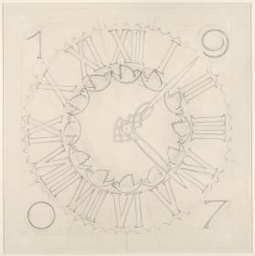 Darmstadt, Ausstellungsgebäude und Hochzeitsturm, Zifferblatt der Turmuhr