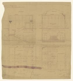 Haus der Moden, Frankfurt / Main, Textilmessehaus, Haupttreppenhäuser I u. II, Grundrisse u. Schnitte, Lichtpause