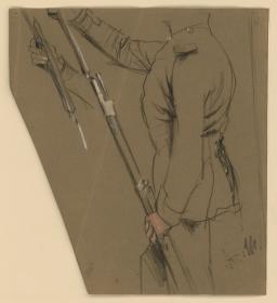 Soldat das Bajonett aufsteckend. Modellstudie zu "Friedrich und die Seinen bei Hochkirch"