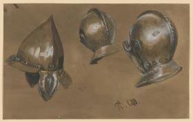 Zwei Kopfharnische und ein Helm