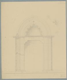 Skizzenbuch Italienreise, Taormina, San Nicolò, Seitenportal