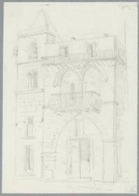 Skizzenbuch Italienreise, Cefalù, unbezeichnetes Gebäude