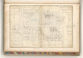 Rom, Pantheon, Details einer Attikazone im Inneren; Details einer Kassettendecke eines anderen Bauwerks; Verso: Details der Hauptnische im Inneren des Baus