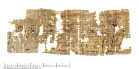 Amulettpapyrus mit sieben hockenden Götterfiguren