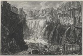 Ansicht des Wasserfalls von Tivoli (aus: Vedute di Roma)