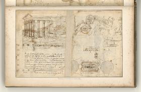 Rom, Forum Romanum, Tempel des Antonius u. Faustina, Grundrisse u.a. ; Verso: Details der Ordnung des Tempels