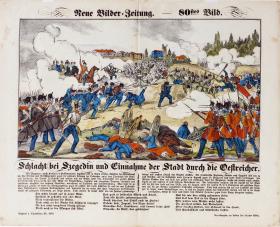 Neue Bilderzeitung. 80tes Bild. Schlacht bei Szegedin und Einnahme der Stadt durch die Oesterreicher.