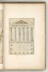 Rom, Forum Romanum, Concordia-Tempel, Grundriss und Aufriss; Verso: Architrav und Fries