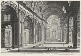 Innenansicht der Basilica San Pietro in Vaticano (aus: Vedute di Roma)