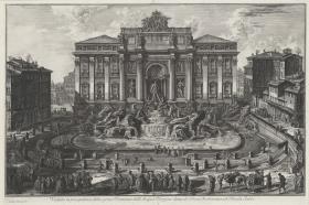 Übersichtsansicht der großen Fontana dell'Acqua Vergine, genannt di Trevi (aus: Vedute di Roma)
