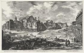 Ansicht der Überreste der Diokletiansthermen (aus: Vedute di Roma)