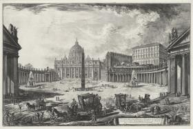 Ansicht des großen Platzes und der Basilika von San Pietro in Vaticano (aus: Vedute di Roma)