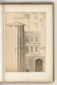 Turin, Porta Palatina, Aufriss 1. Hälfte und Details