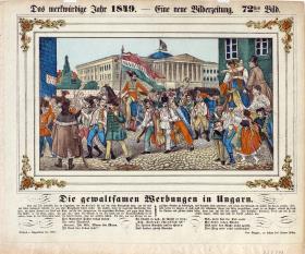 Das merkwürdige Jahr 1849. – Eine neue Bilderzeitung. 72stes Bild. Die gewaltsamen Werbungen in Ungarn.