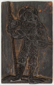 Landsknecht mit Schwert und Speer.