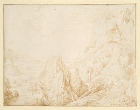 Gebirgslandschaft mit schmalem Pfad zwischen Felsen