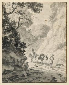 Hohlweg mit einem Maultiertreiber