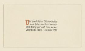 Neujahrsgruß für das Jahr 1902 von Wilhelm Klingspor und Frau