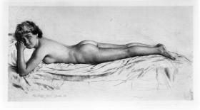 Liegender weiblicher Akt (Sophie Stauffer), (1. Zustand)