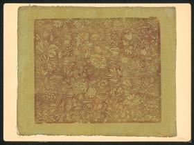 Brokatpapier (größere stilisierte Blumenzweige auf Pünktchenfond)