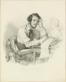 Ludwig Schwanthaler mit einer Büste König Ludwigs I.
