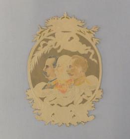 "Schutz-Trutz" zeigt Wilhelm II, Franz Josef I und Humbert (Umberto) von Italien