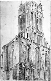 Gotische Backsteinkirche von Nordwesten