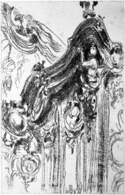 Barocker Gesimsabschluss mit Karyatiden und Kartuschen, Details