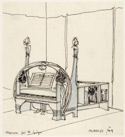 Wien, Zimmereinrichtungen Dr. Spitzer. Musikzimmer, Perspektive des Klaviers
