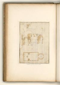 Rom, Forum Romanum, Curia lulia, Grundriss und Aufriss der Fassade u. Seitenwand u. Detaildarstellungen; Verso: Kirche SS Cosma e Damiano, Grundriss, Längsschnitt