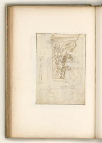 Rom, Forum Romanum, Romulustempel, Gebälk von der Portalrahmung; Verso: Kapitell der Portalumrahmung
